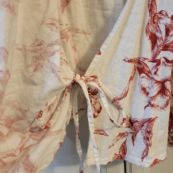 Zara floral linen blend wrap top -Size xs - Picture 11 of 12